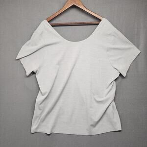 Nike Top Womens 3X Grey INFINALON Dri Fit T Shirt Stretch Yoga Low Cut Back